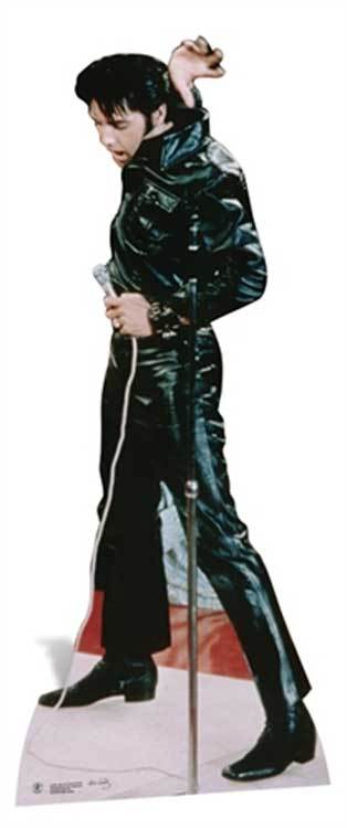 Elvis Presley black leather LIFESIZE CARDBOARD CUTOUT standee standup The King