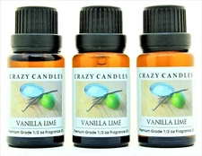 3 Vanilla Lime 1/2oz Premium Grade Scented Fragrance Oil Crazy Candles