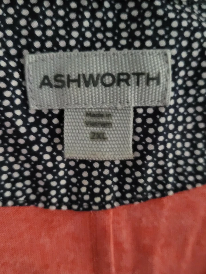 Camisa Polo Ashworth Para Hombre Talla 2XL Algodón Mezcla Lino Coral Foto 2 de 4