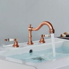 Antique Red Copper 3 Hole Bathroom Lavatory Basin Faucet Mixer Sink Tap 2nf175
