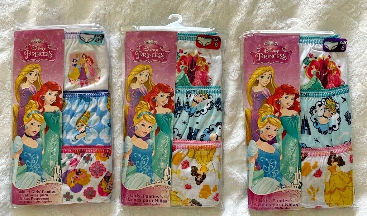 Disney Princess Underwear Underpants Girls 3 Pair Panty Pack 4 Sleeping  Beauty