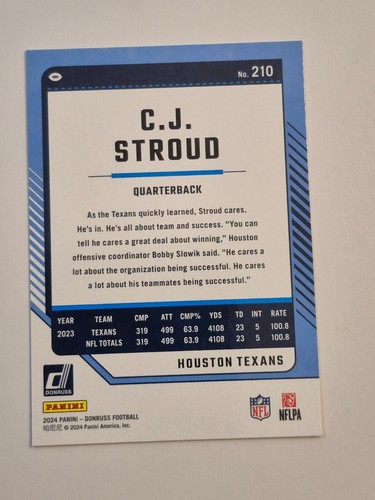 CJ Stroud 2024 Donruss Football #210 Texans - Picture 2 of 2
