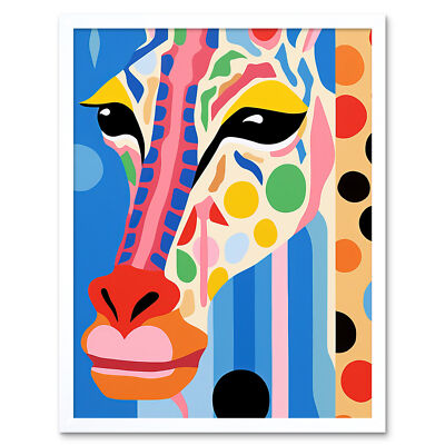 I Woke Up Like This Giraffe Henri Matisse Style Artwork Framed Art Print 9X7''