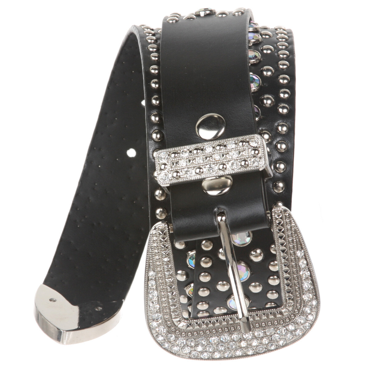 Western Rhinestone & Studded Leather Belt | eBay