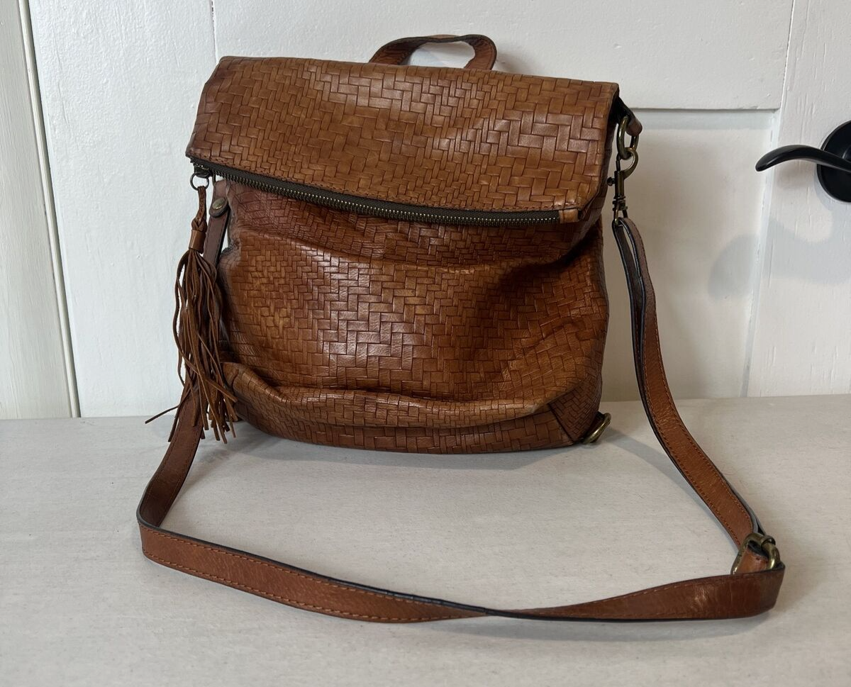 Patricia Nash Bag Purse Backpack Luzille Convertible Woven Tan Leather