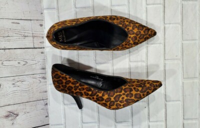 M&S Collection Insolia Leopard Velvet Print Heels WOMENS SIZE 7.5