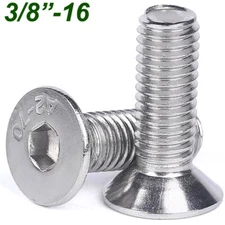 3/8"-16 UNC A2 Stainless Steel Flat Head Countersunk Hex Socket Cap Screws Bolts