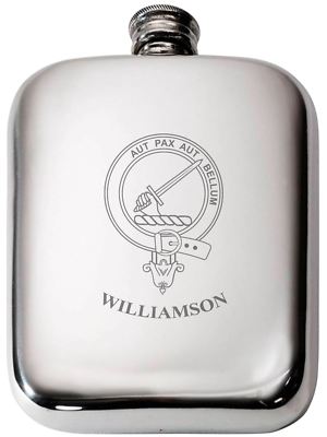 Williamson Scottish Clan Crest Name Zinn Flachmann 6oz