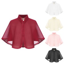 Kids Girls Shawl Casual Cape Lace Trim Cardigan Celebrations Cloak Stand Collar