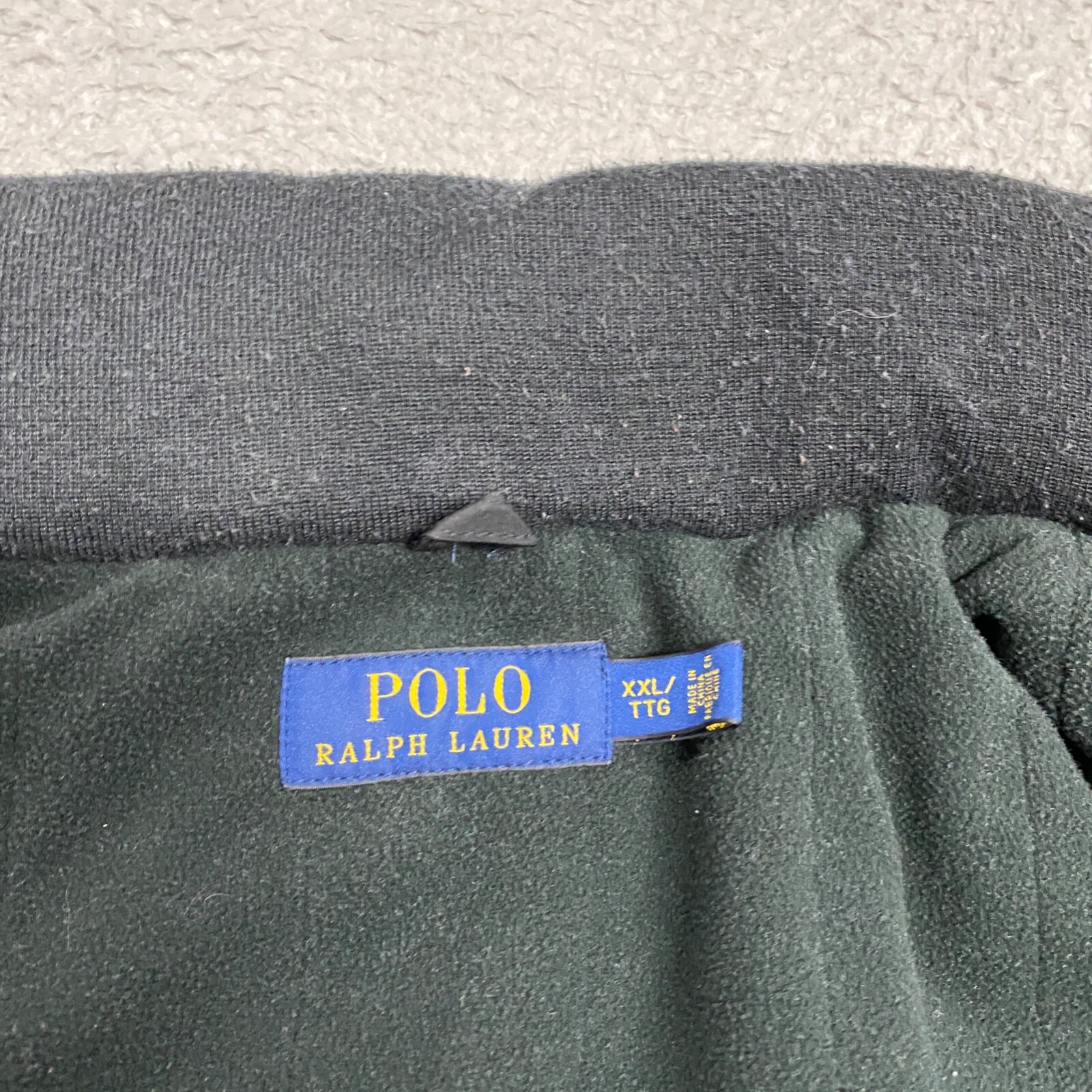 Polo Ralph Lauren Bomber Giacca Uomo 2XL XXL Nero Pile Foderato Cappuccio Nascosto Pony