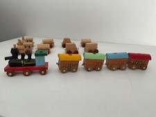 Vintage Miniature Wooden Toy Train Set