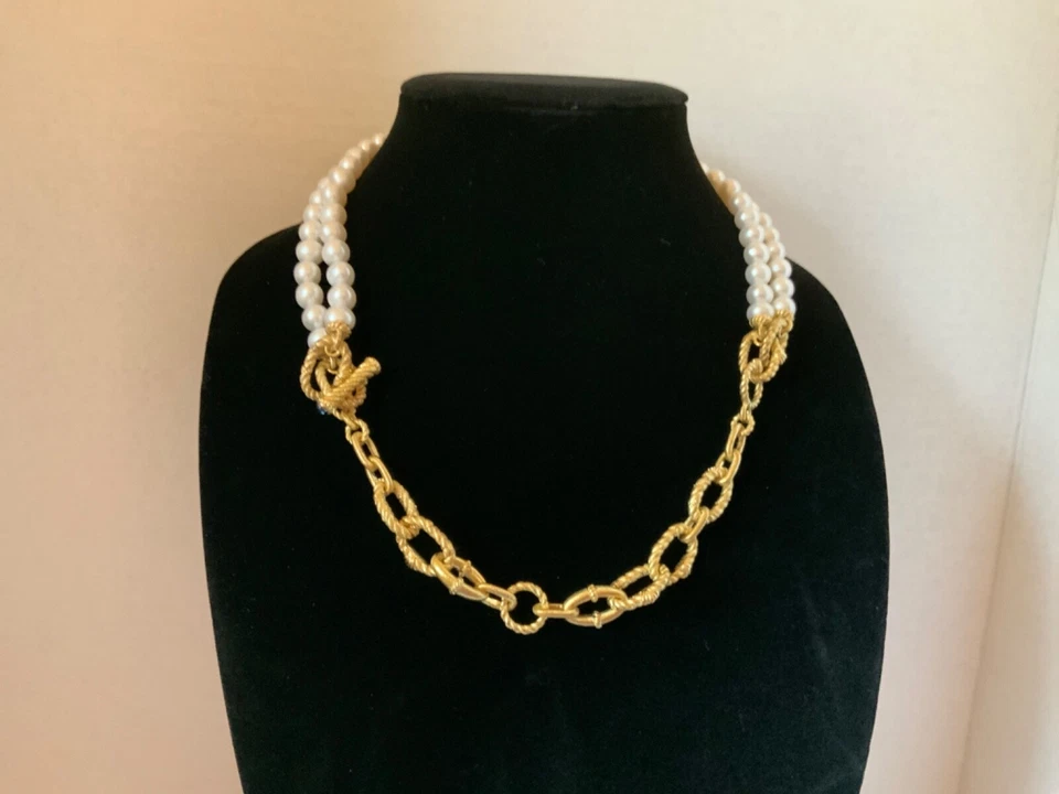 RARE QVC Judith Ripka Status Interchangeable 14kGold CladSS Necklace Pearl/stone - Image 3 of 4