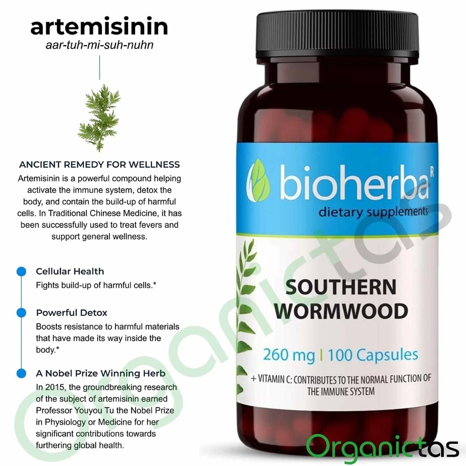 Artemisinin Supplement 260mg Southern Wormwood Extract 100 Capsules 100d Supply - Image 2 of 4