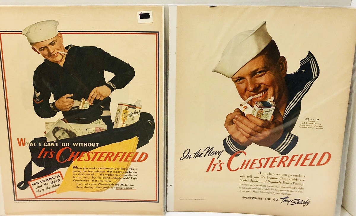 Vintage WW2 Era Chesterfield Cigarettes US Navy Sailors Magazine 