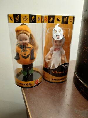 Vintage Lot 2000 Barbie Kelly Halloween Party Series Kayla Ghost Pumpkin Costume