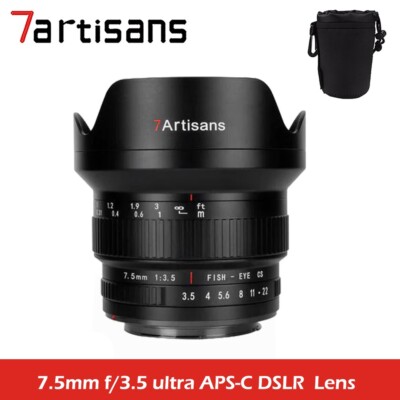 7artisans 7.5mm F3.5 Wide Angle Fisheye MF APS-C Lens for Canon EF Nikon F Mount