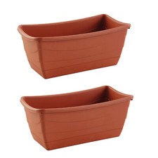 2x Pflanzschale Eckig aus Kunststoff Terracotta 26x13 cm Blumenkasten Blumentopf