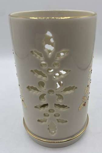 Lenox Candle Holder Eternal Christmas Pierced Porcelain Floral Gold Trim USA - Picture 4 of 13