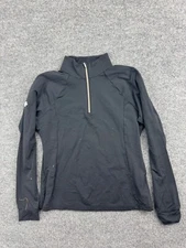 Descente 1/4 Zip Top Women's 10 Black Pullover Long Sleeve Base Layer Ski