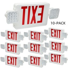 Red Letter Emergency Exit Sign Lights With Two Adjustable Heads Ac 120-277v Ul