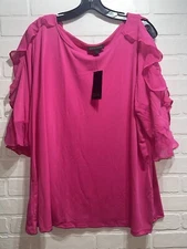 NWT! BOLD elements Blouse Ruffle Detail Pink SIze 2X $44