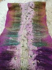 Artisan Hand Made Felted Scarf With Embroidery