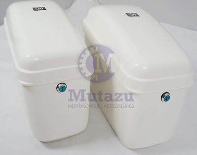 Mutazu White GA Universal Motorcycle Hard Saddlebags for Harley