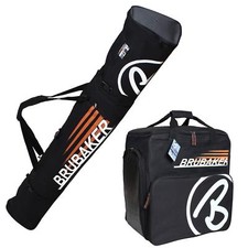 BRUBAKER Ski Bag Combo CHAMPION for Ski, Poles, Boots and Helmet - Black/Orange
