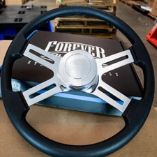 4 Spoke Steering Wheel 18" Black Polyurethane Kenworth Peterbilt Hub Included