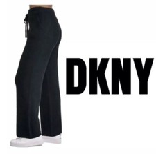 NWT DKNY Black wide leg Pants cashmere blend black sweatpants size XXL
