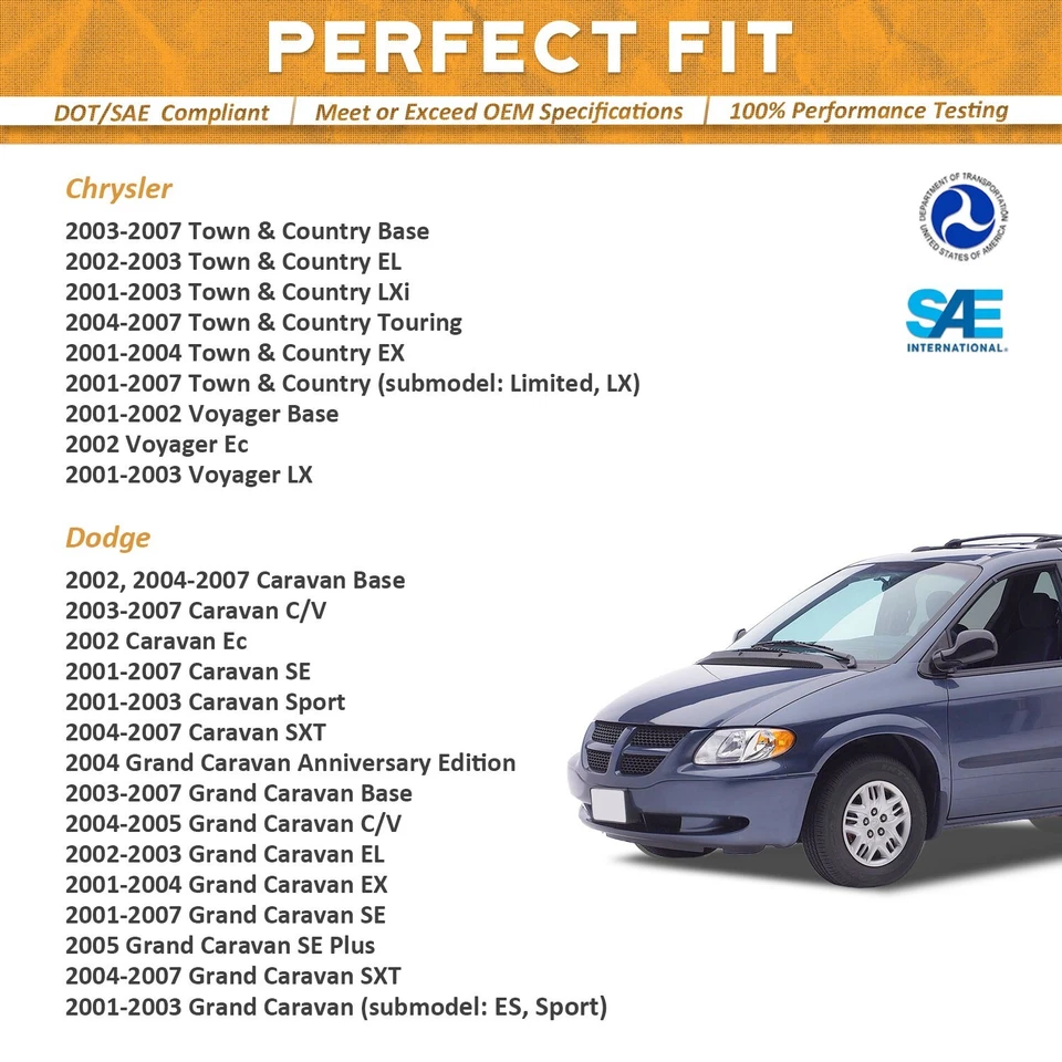 WEELMOTO Headlights For 2001-2007 Dodge Grand Caravan/Chrysler Town & Country Foto 3 de 4