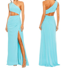 Mac Duggal One Shoulder Cut Out Gown Powder Blue Size 4 NWTs
