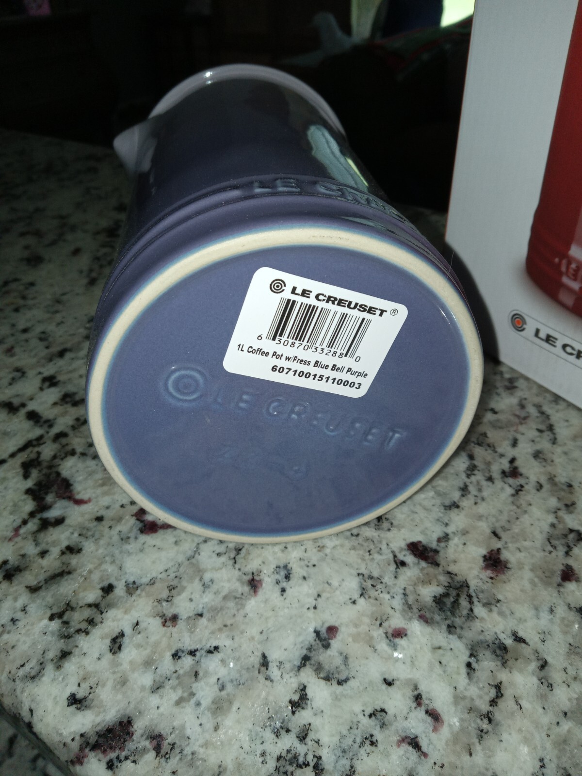 NIB NEW LE CREUSET French Press Coffee Pot Stoneware Blue Belle Purple 1 L 11"