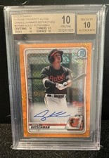 2020 Bowman Chrome Prospects Adley Rutschman Orange Shimmer Auto BGS 10 POP 1