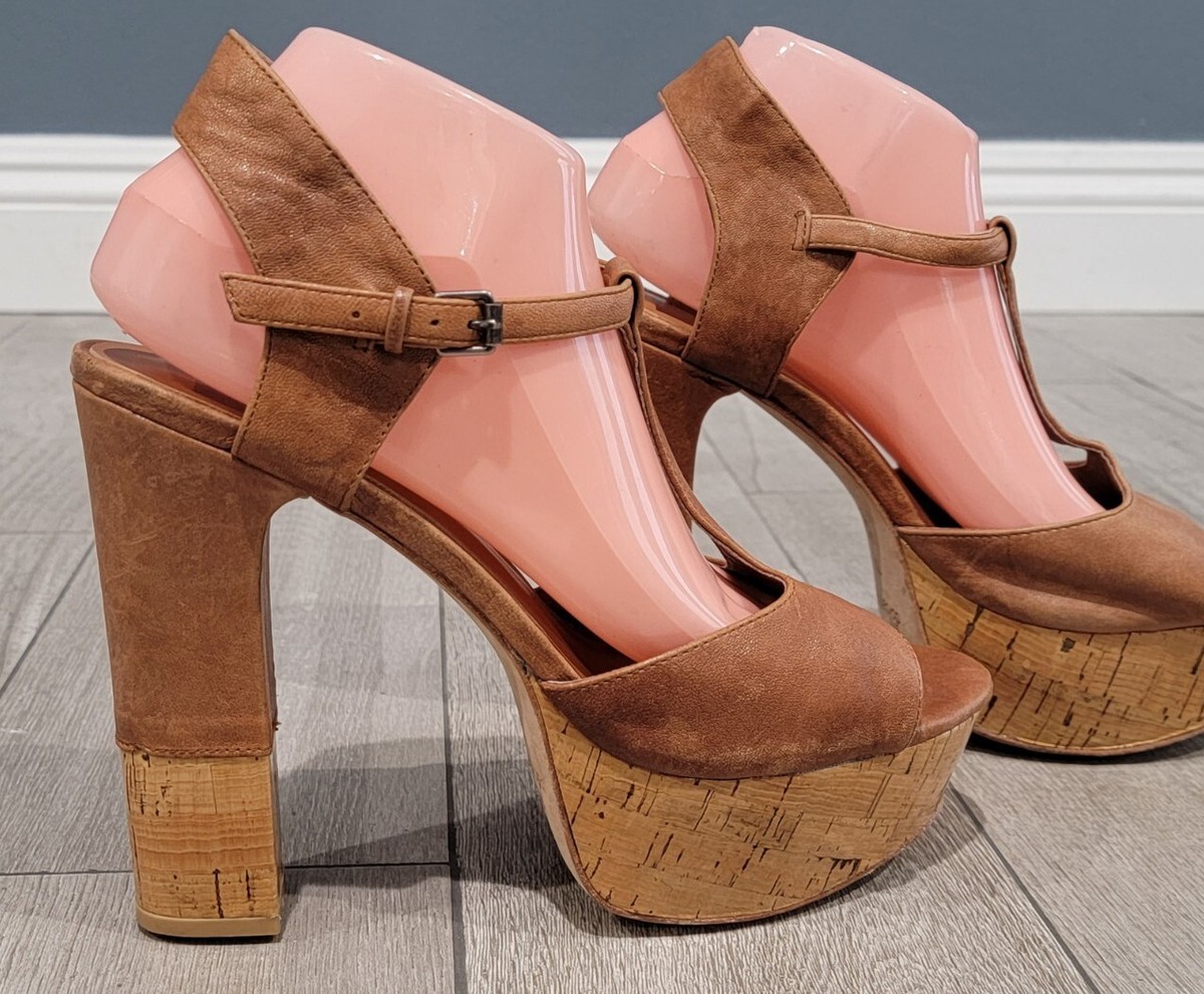 DOLCE VITA tBaxter an leather cork platform t strap heels  display picture 1