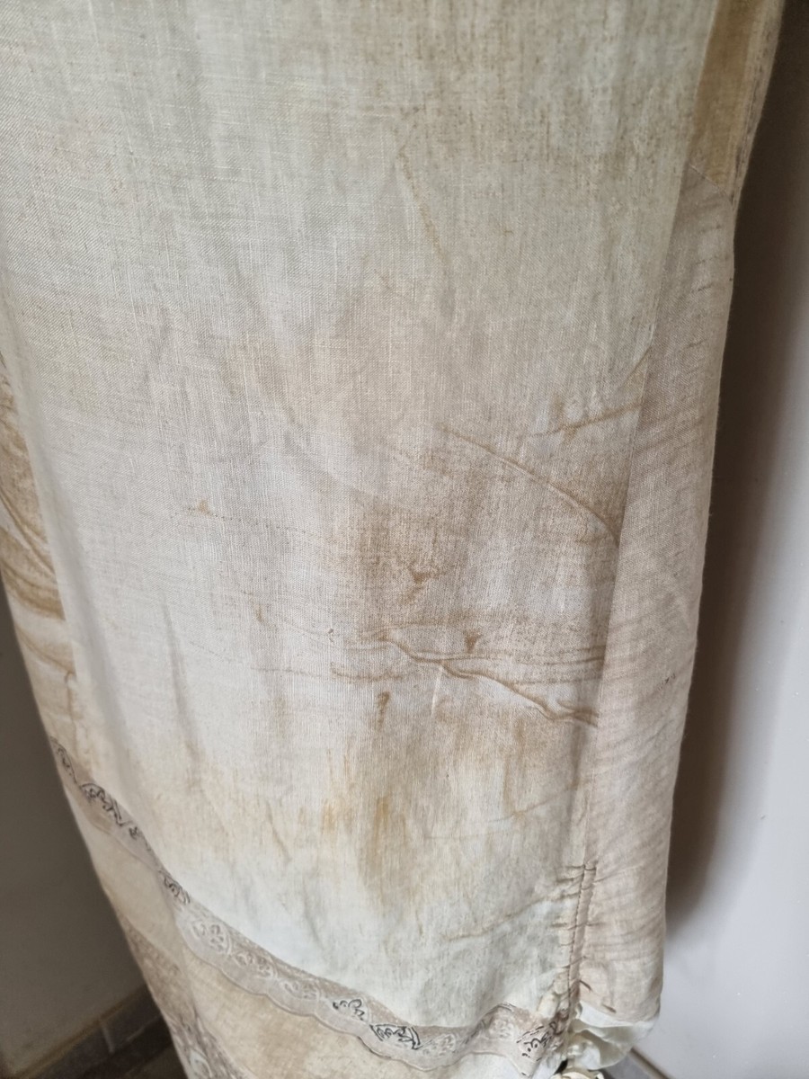 Robe 100% Lin Doublée UN JOUR AILLEURS - Imprimé Beige - Taille 50 (grande Taille) - Occasion TBE