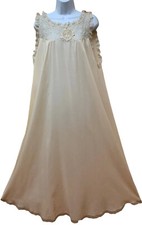 Vintage Najla New York Silky Crepe Lace Full Length Nightgown M 1970's USA NOS
