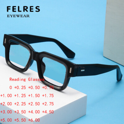 Men Thick Frames Blue Light Blocking Reading Glasses Clear Lens Square  Glasses