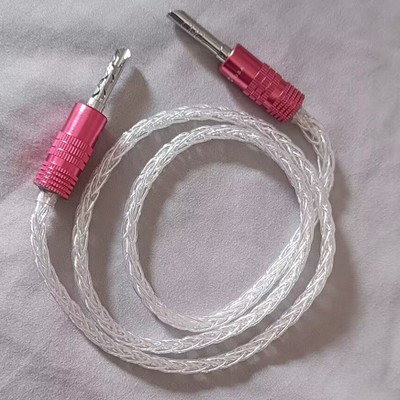 6N Pure Silver HiFi Cable BFA Banana Plug Louderspeaker Subwoofer Connector Cord