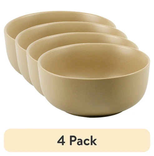 (4 Pack) Mainstays Alessandra Brown Stoneware Cereal Bowl Microwave Safe Durable