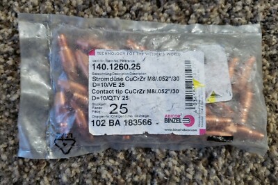Abicor Binzel 140.1260.25 Contact Tips Welding .052 M8 Qty 25