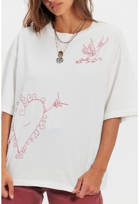 Free People Ragabond XS More Amore Embroidered Tee Ivory Combo 320