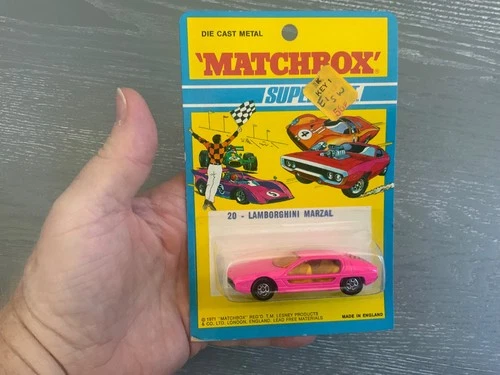 Vintage 1971  MATCHBOX SUPERFAST  20 HOT PINK LAMBORGHINI MARZEL MINT BLISTER