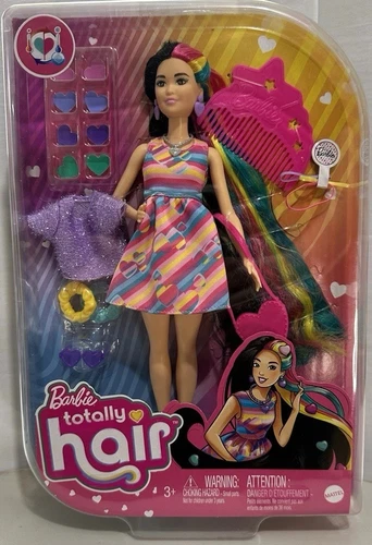 Barbie Totally Hair Fashion Doll with Heart Theme, Extra-Long Hair Accessories