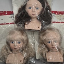 Vintage Fibre Craft Doll Heads Lot Of 3 Brand New In Package
