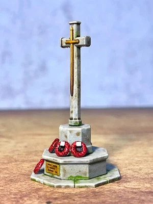 TINY TOWN HOBBIES War Memorial Cross of Sacrifice & Wreath Set OO GAUGE 1:76 Model Railway Scenery