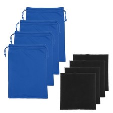 Ski Goggle Bag, Microfiber Bag with Cleaning Cloth 4 Pcs Blue