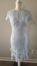 Frilly Lace Dress Size 4 Light Baby Blue Prettylittlething Bodycon Party Cute