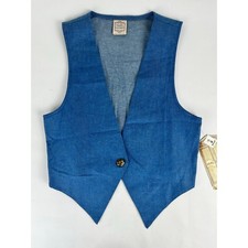 Vintage 90s Cotton Denim Jean Vest Size Small Western Boho Americana Made in USA