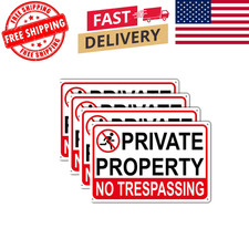 4 Pack Large No Tresspassing Sign Private Property 8x12 Inch Rust Free Aluminum
